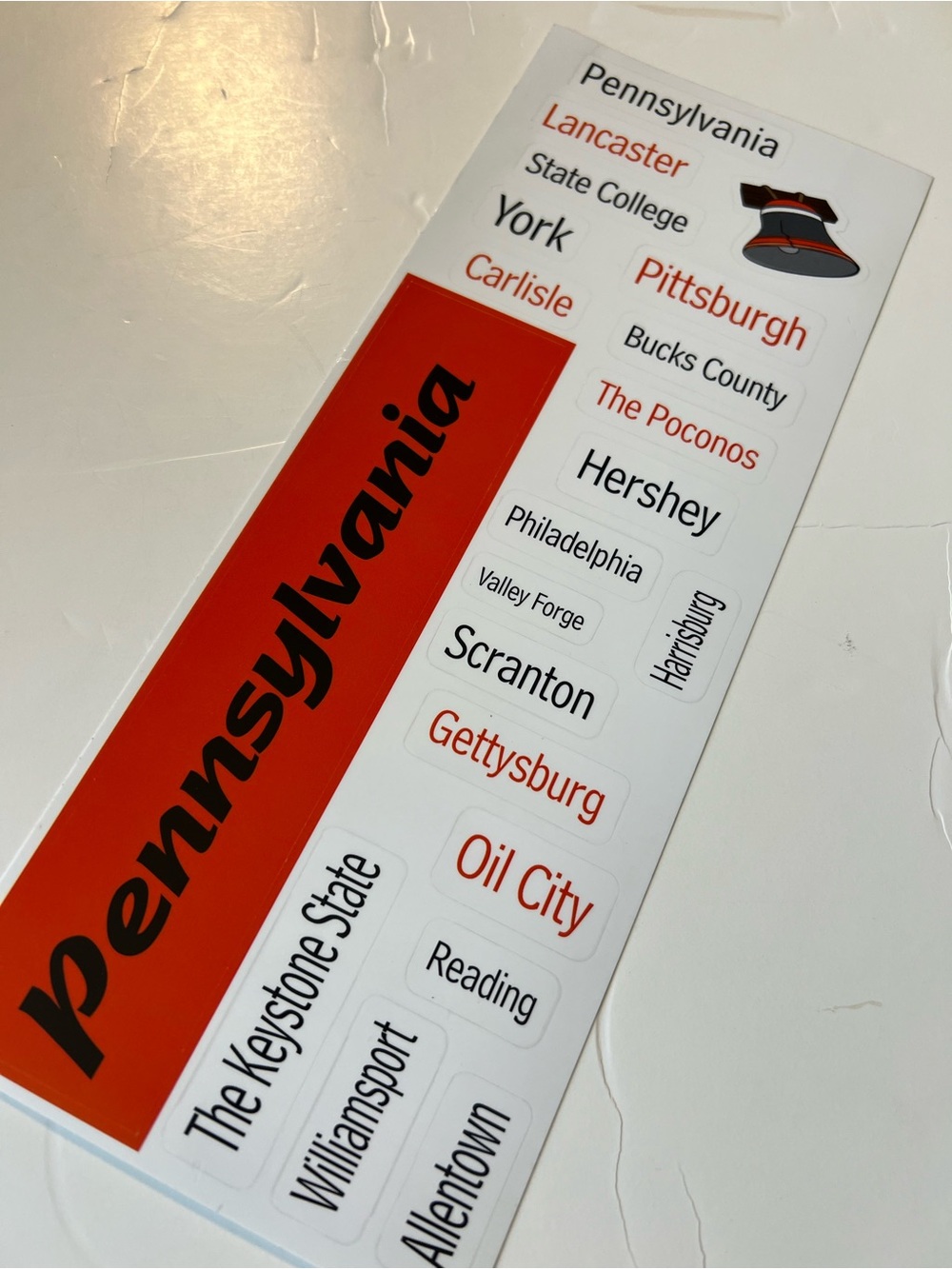 Pennsylvania State Cities Landmark Sticker Set in Red and White